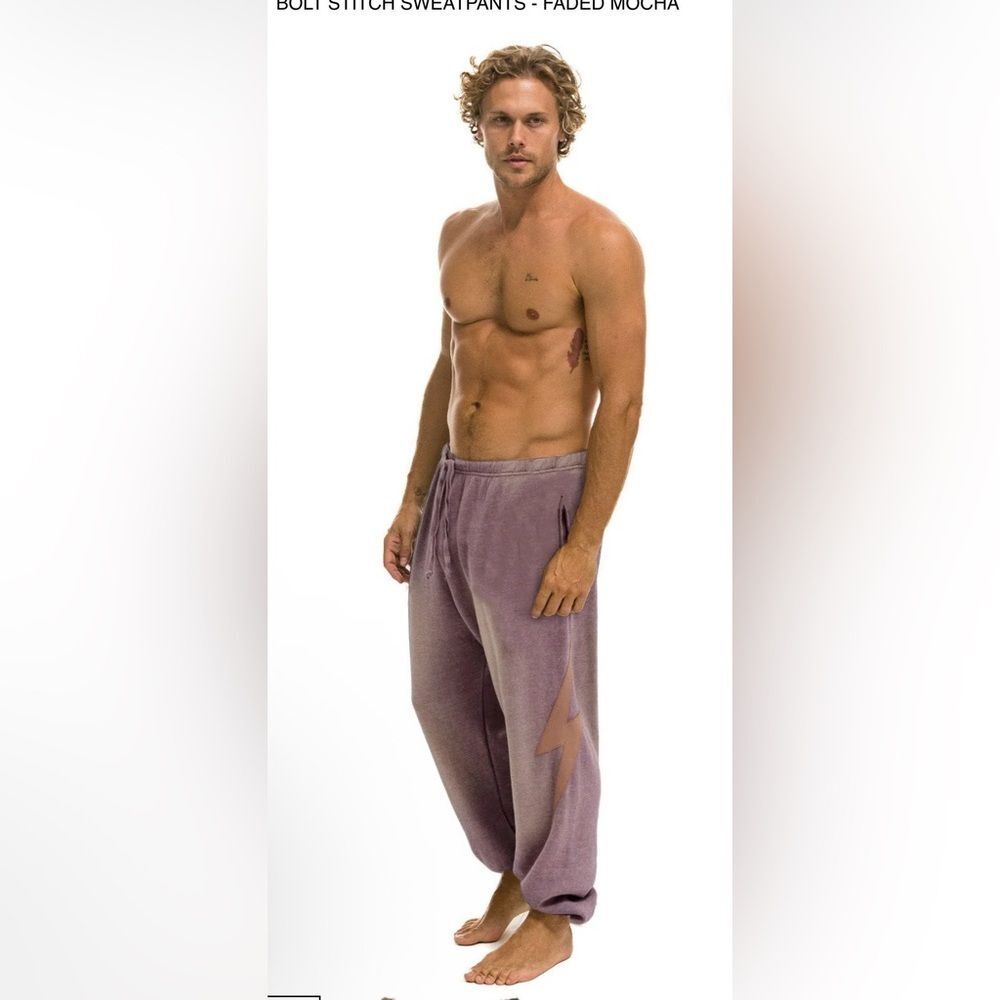 Aviator Nation BOLT STITCH SWEATPANTS - FADED MOCHA